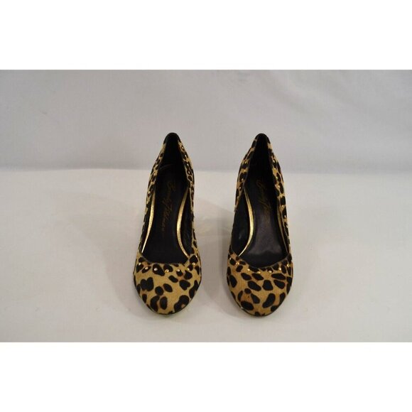 Beverly Feldman Leopard Print Pumps Heels Women's US Size 8 M Metal Accents - Picture 2 of 9